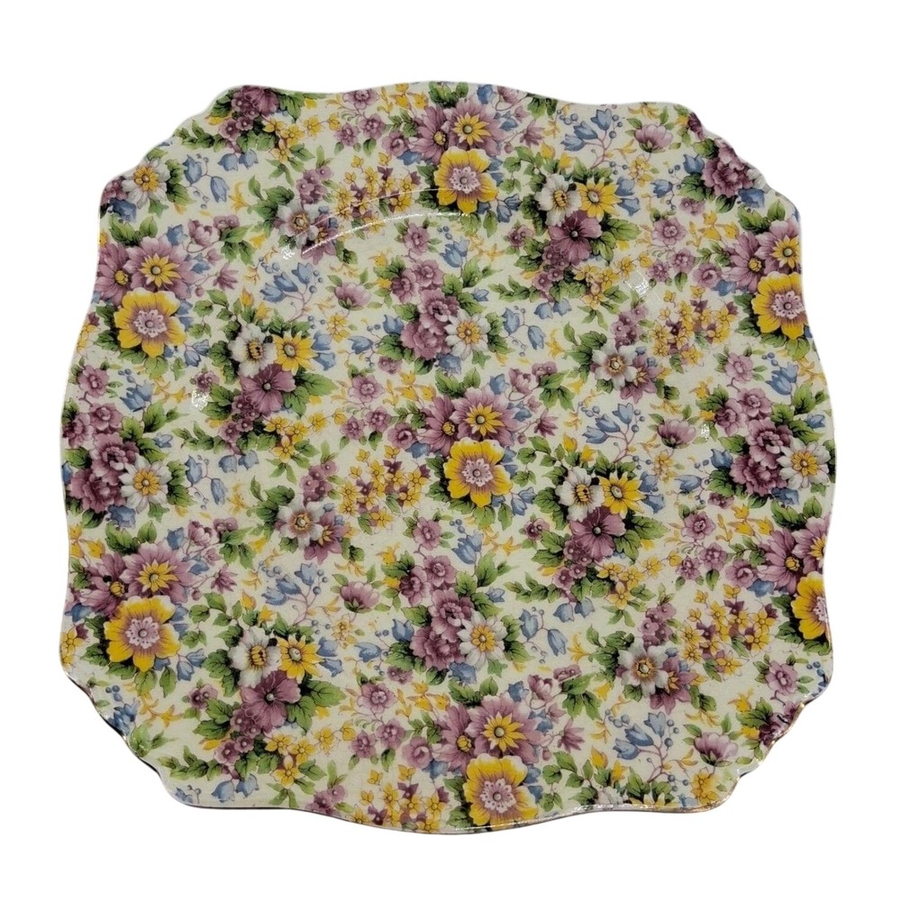 Antique Royal Winton Plate Grimwades Cheadle Chintz Pattern England 9.75"